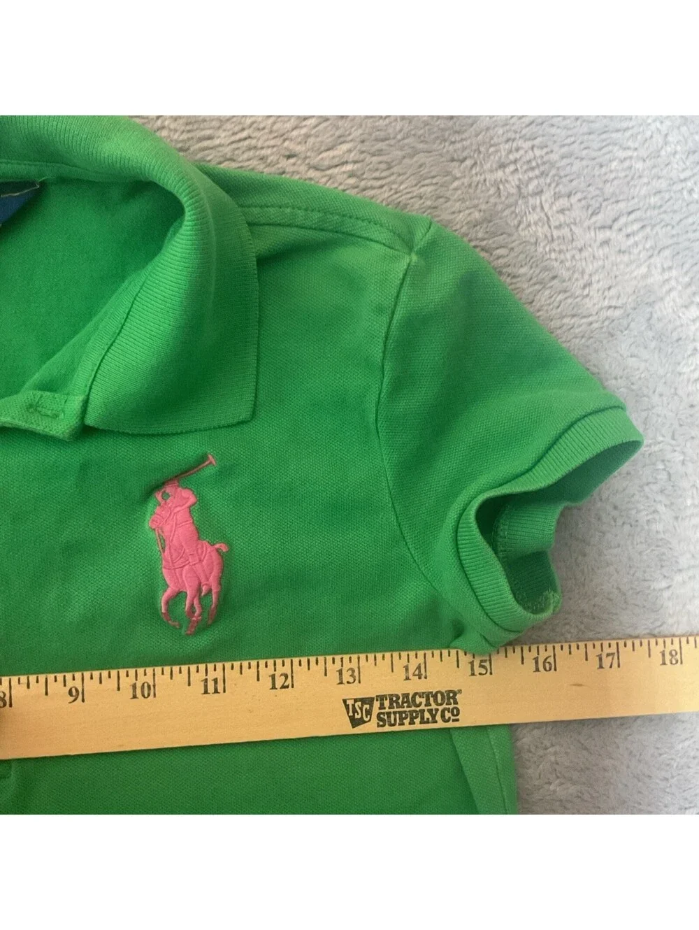 Polo Ralph Lauren Girls XL 16 Bright Green Large Pink Pony